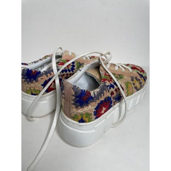 Free People Catch Me If You Can Crochet Flower Sneaker EU 38 US 8 New Colorful - Picture 7 of 9